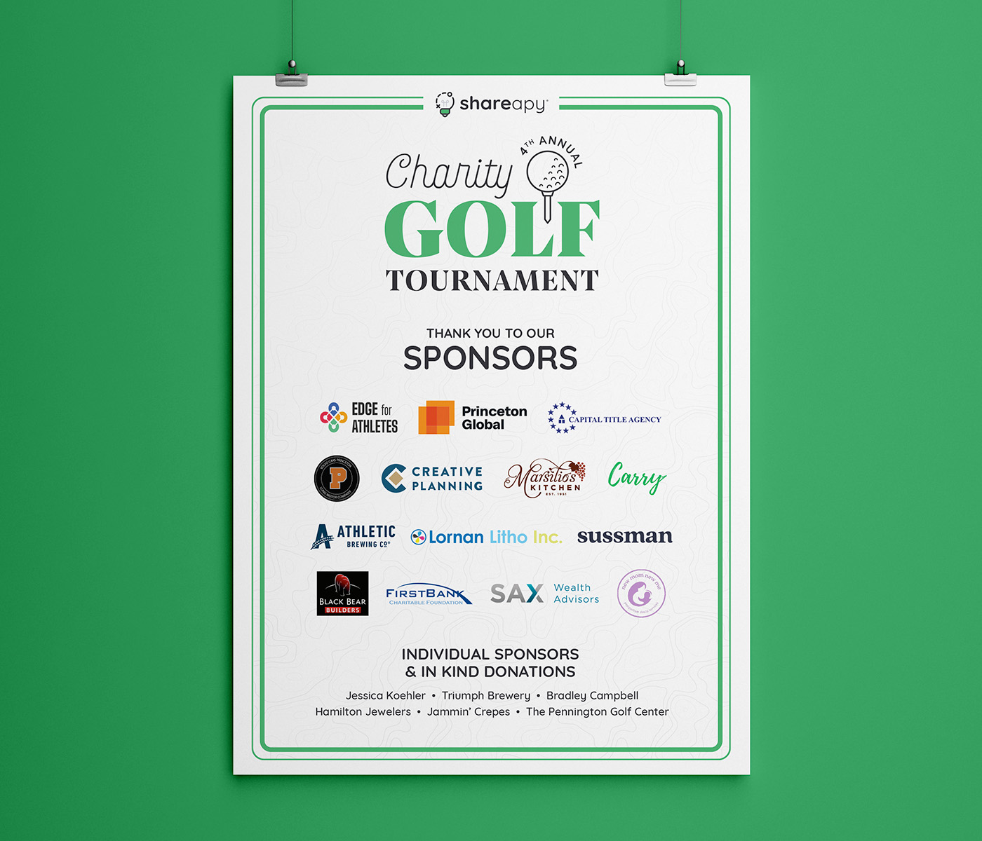 shareapy-poster Sponsor poster for Shareapy golf event