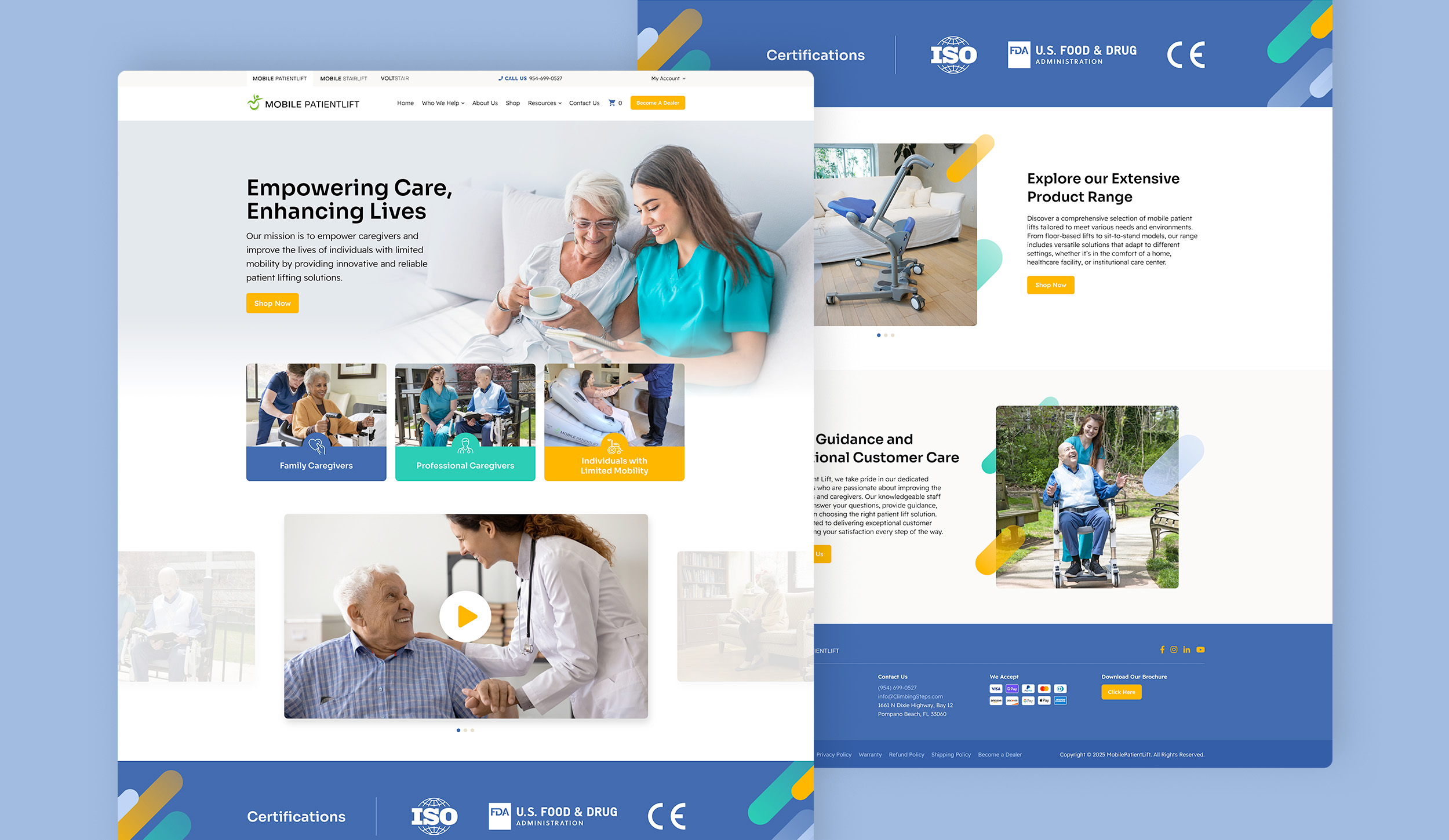 The newest Mobile PatientLift homepage design