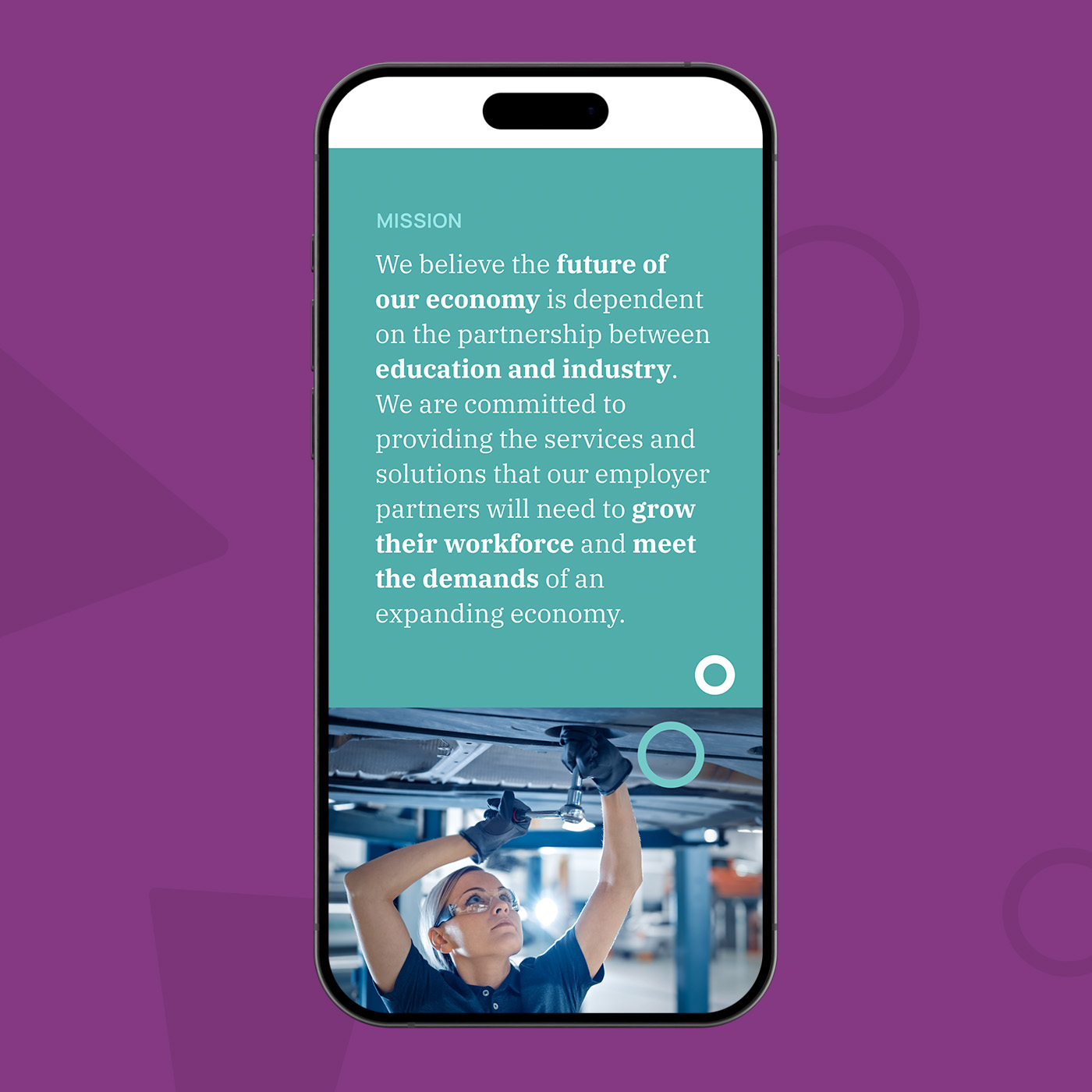 Mobile view of WFL website