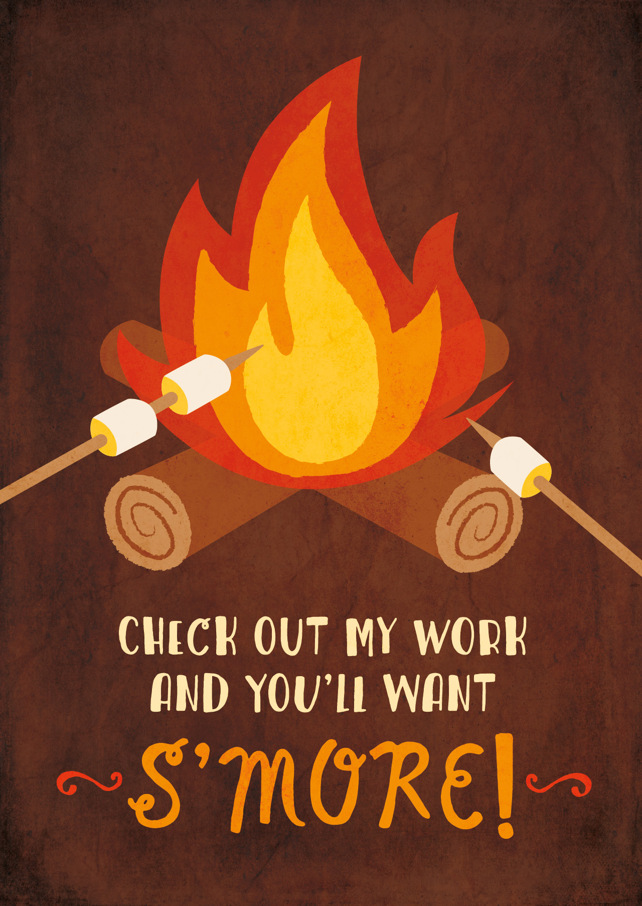 S'mores illustration for a self-promotional postcard set