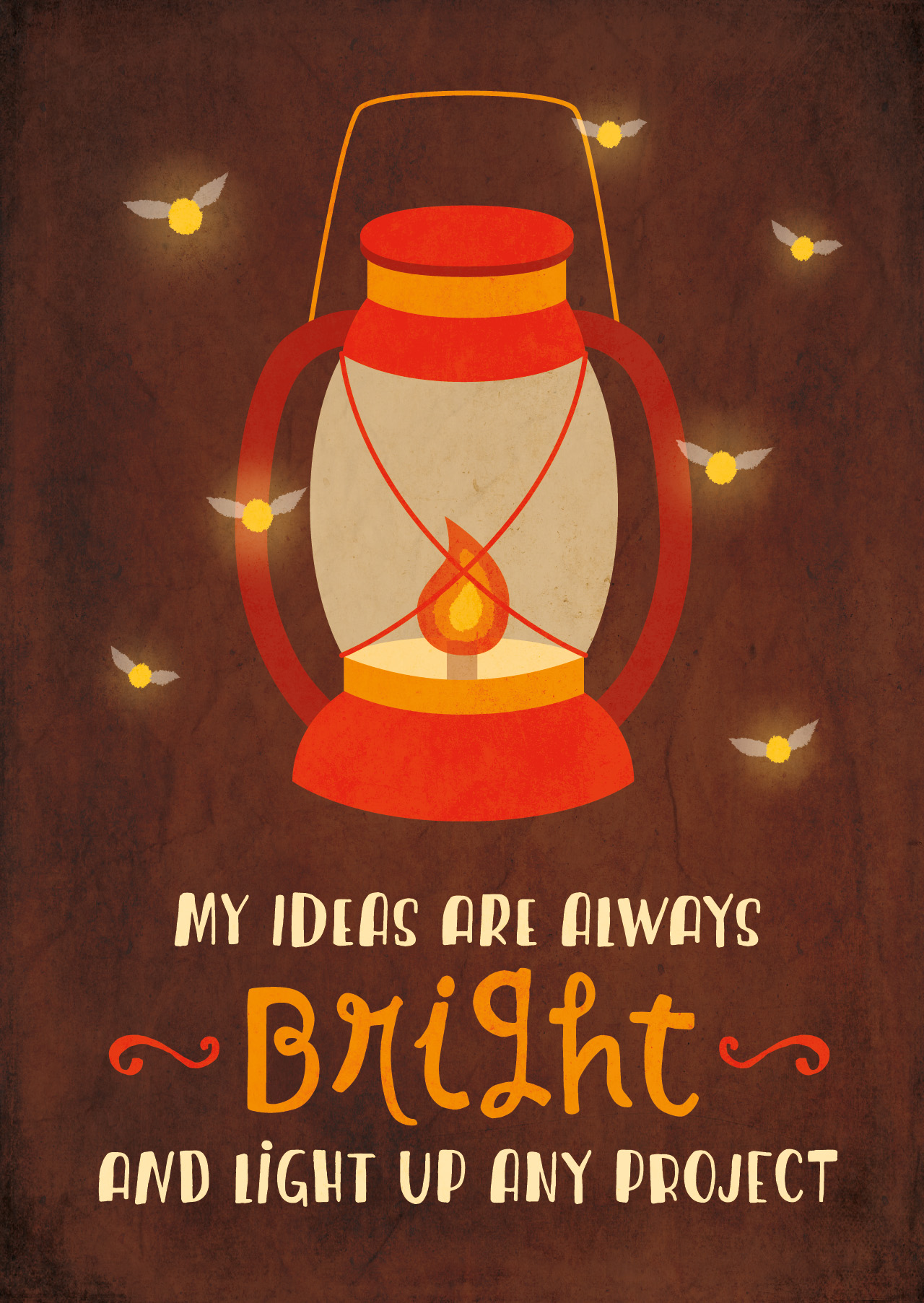 Lantern illustration for a self-promotional postcard set